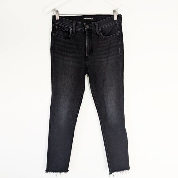 Aritzia Denim Forum The Nico Washed Black Mid Rise Skinny Crop Raw Hem Jeans - Picture 2 of 8